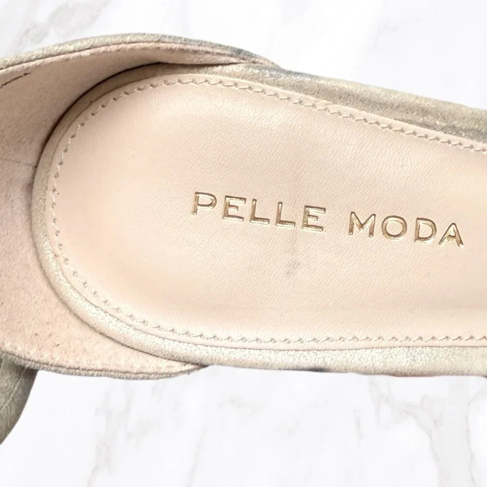 Pelle Moda Women's Gold Metallic Platform Strappy Heels, Size‎ 8.5